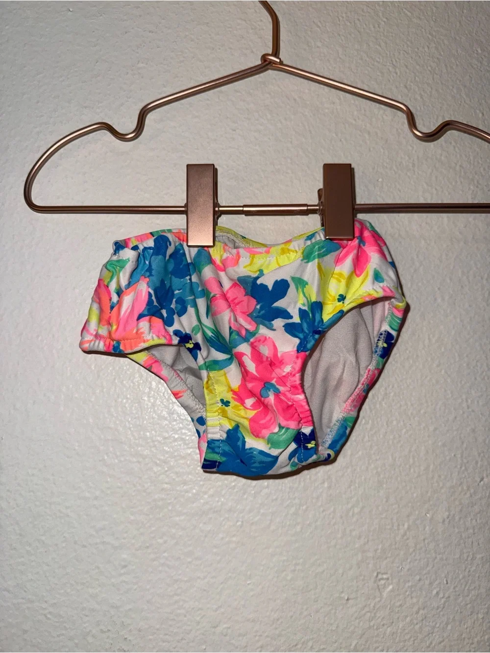 Carter's Bright Pink Short Sleeve Swim Top with Floral Bikini Bottom